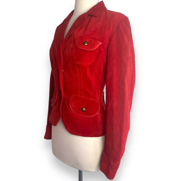 Vera Pelle Masterpelle Handcrafted Italian Cherry Red Suede Italy Leather Jacket - Picture 4 of 13